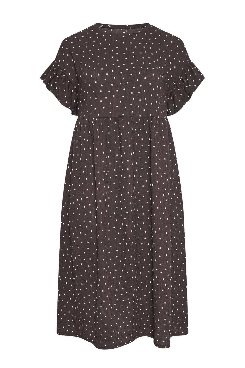 Plus-Size Punkte Rüschenkleid mit Taschen