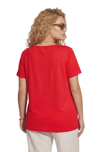 Plus Size Rundhals-Top mit Fransen