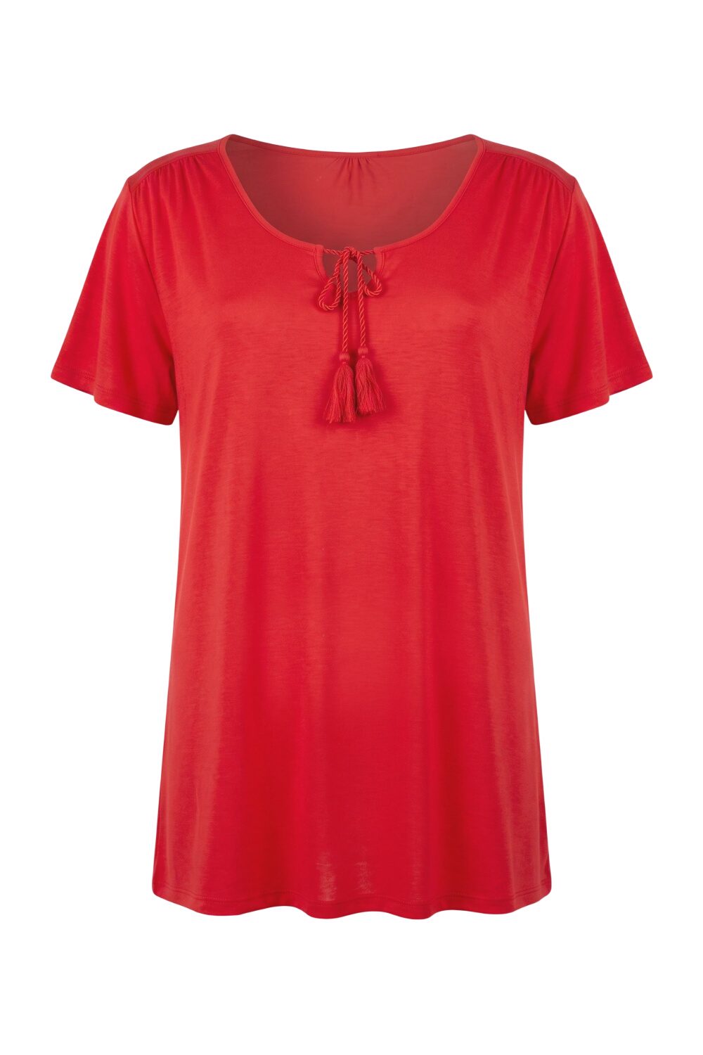 Plus Size Rundhals-Top mit Fransen