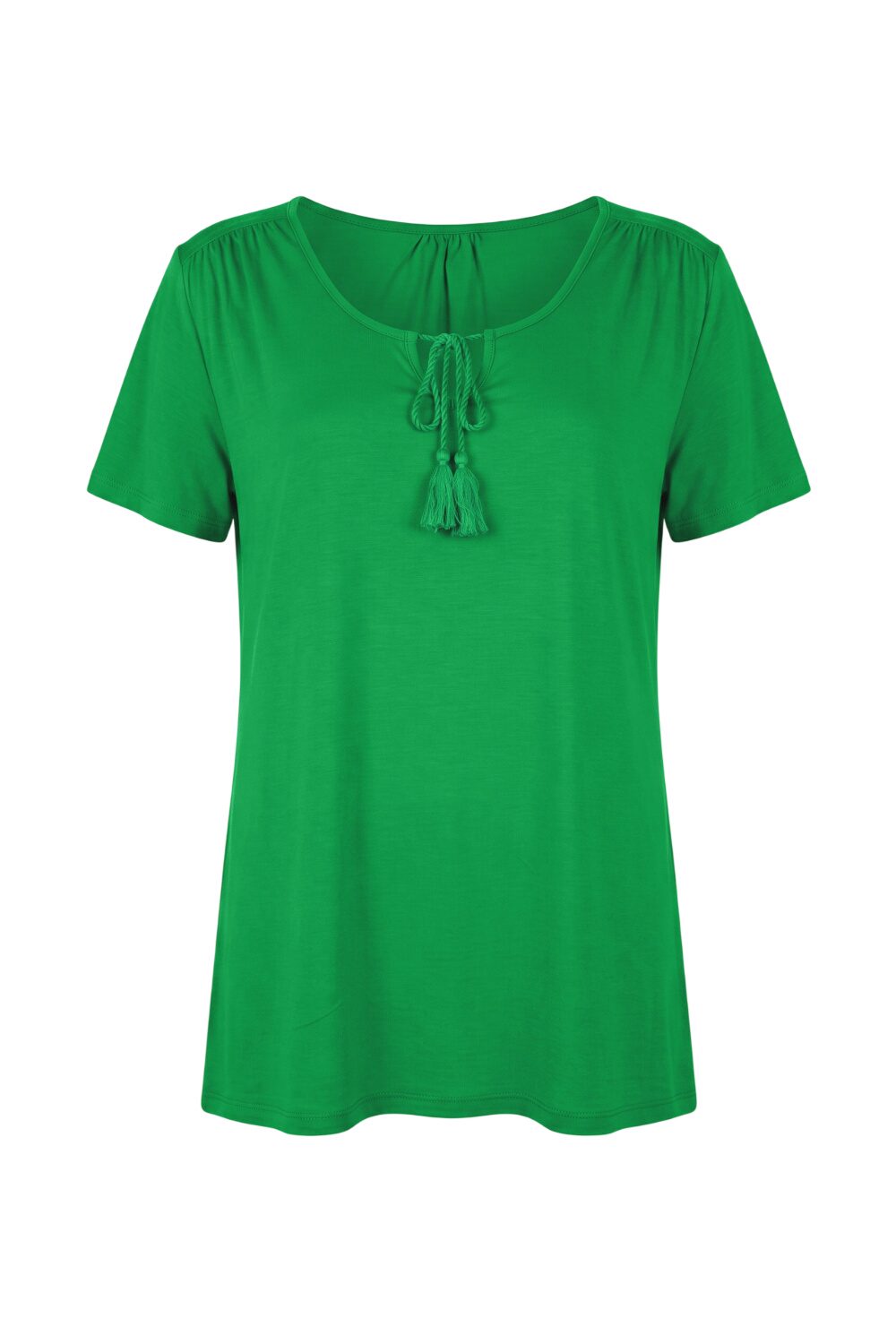 Plus Size Rundhals-Top mit Fransen