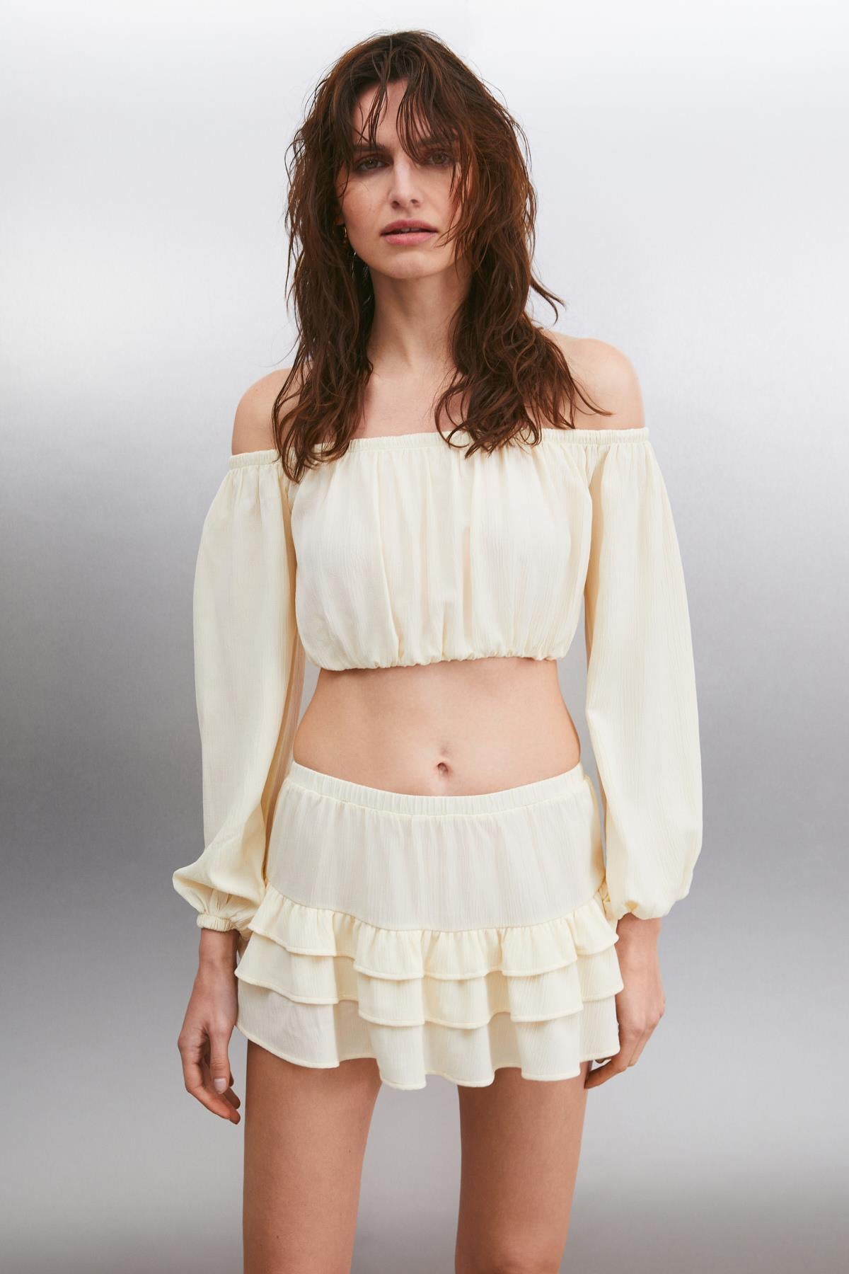 Damen Off-Shoulder Crop Bustier