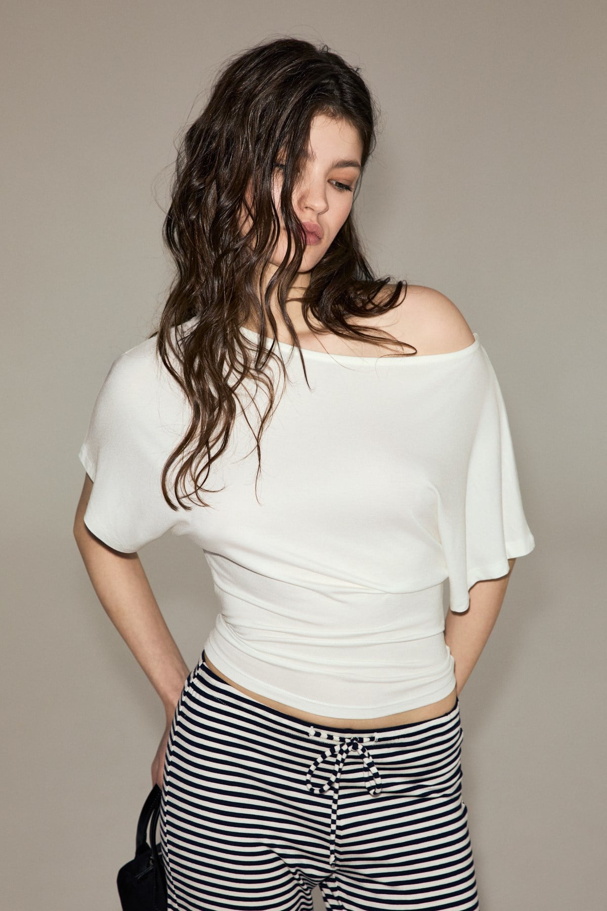 ETHIQUET CALESTIA Damen Raffbluse Ecru