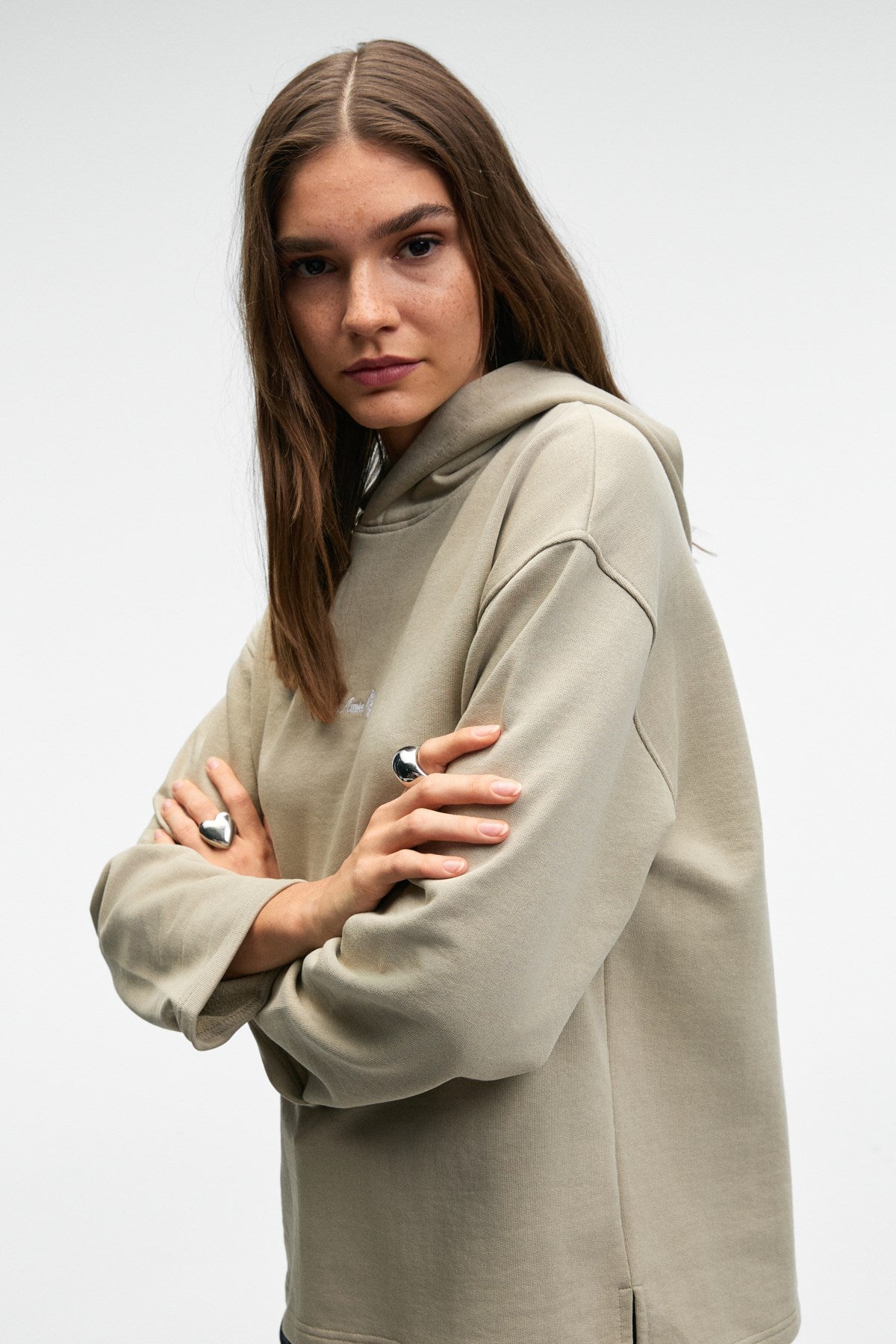 ETHIQUET CAMELLIA Damen Hoodie Sweatshirt Steinfarbe