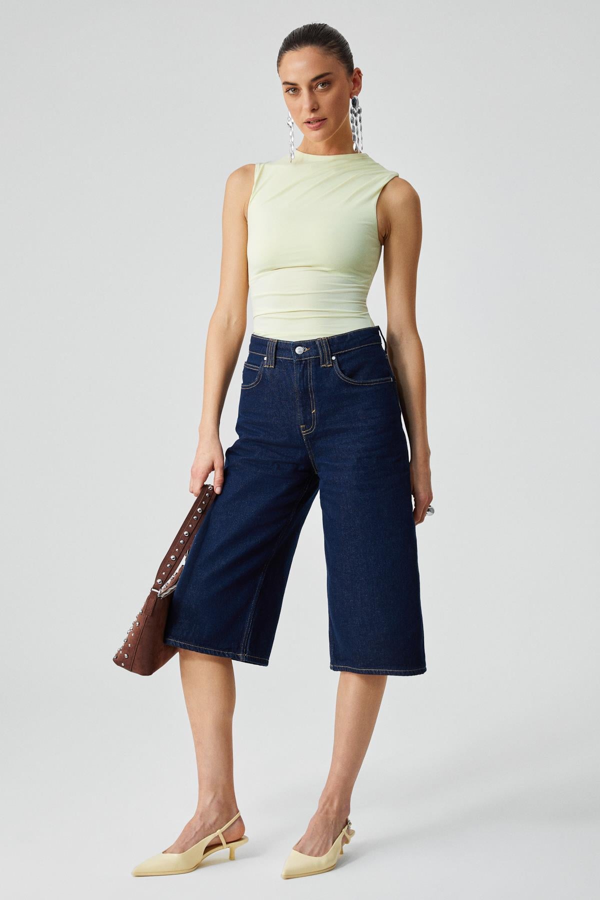 ETHIQUET Damen Slim Fit Rundhals Weste Gelb