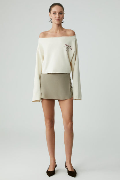 Damen Asymmetrisches Print Sweatshirt