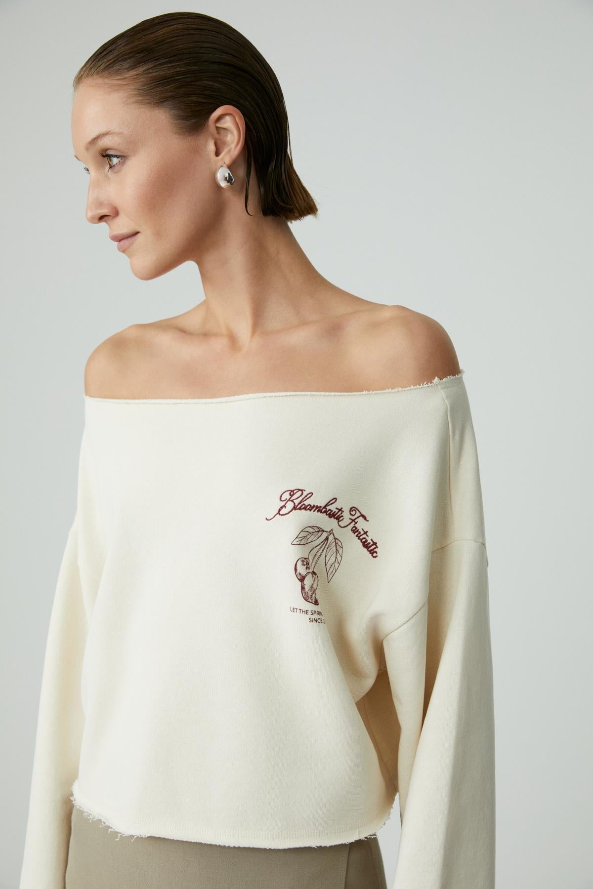 Damen Asymmetrisches Print Sweatshirt