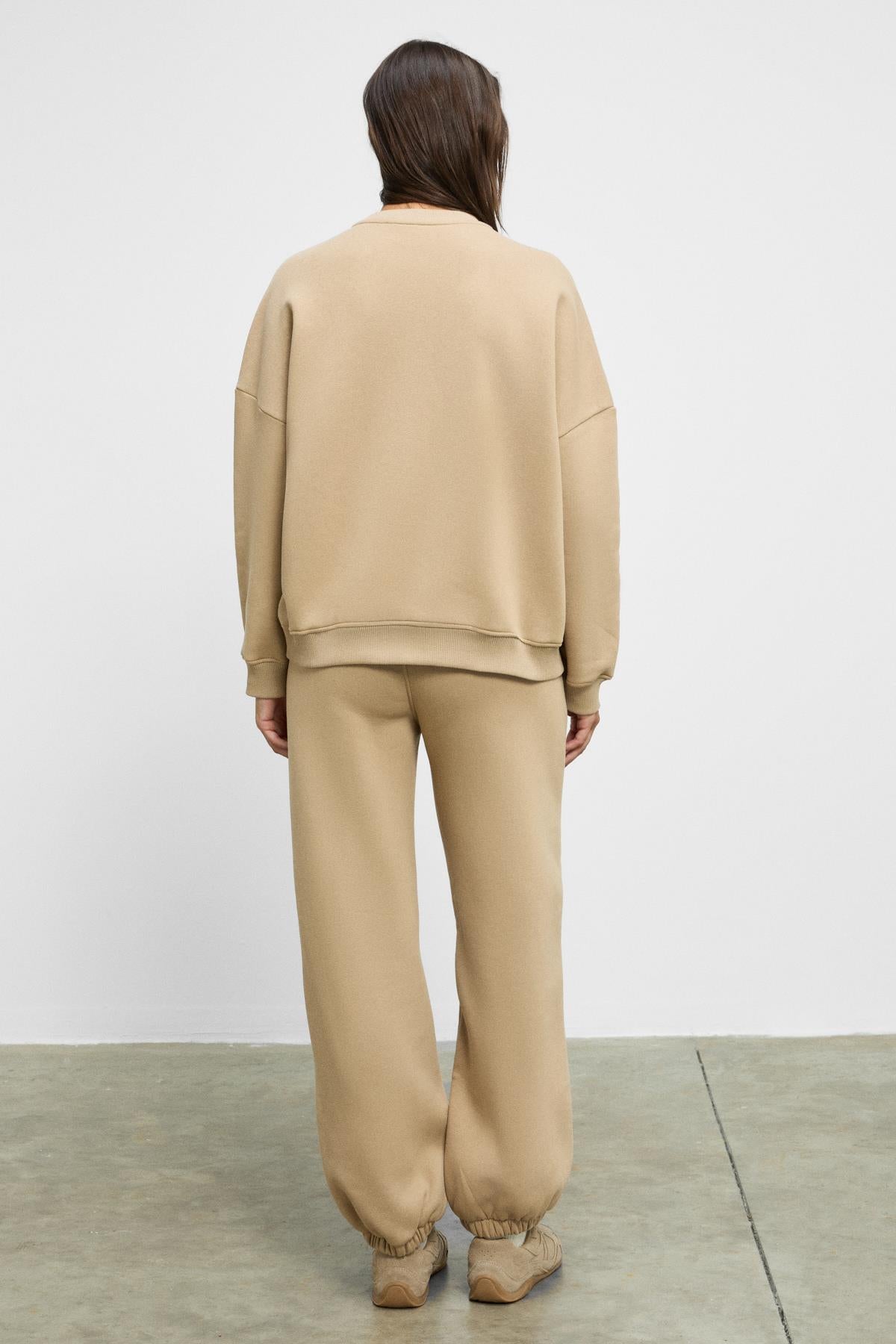 ETHIQUET CARICA Damen Fleece Trainingsanzug Beige