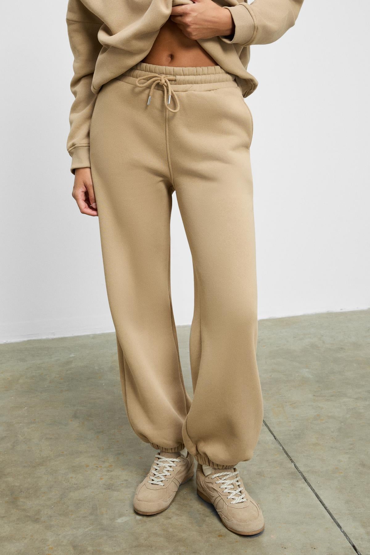 ETHIQUET CARICA Damen Fleece Trainingsanzug Beige