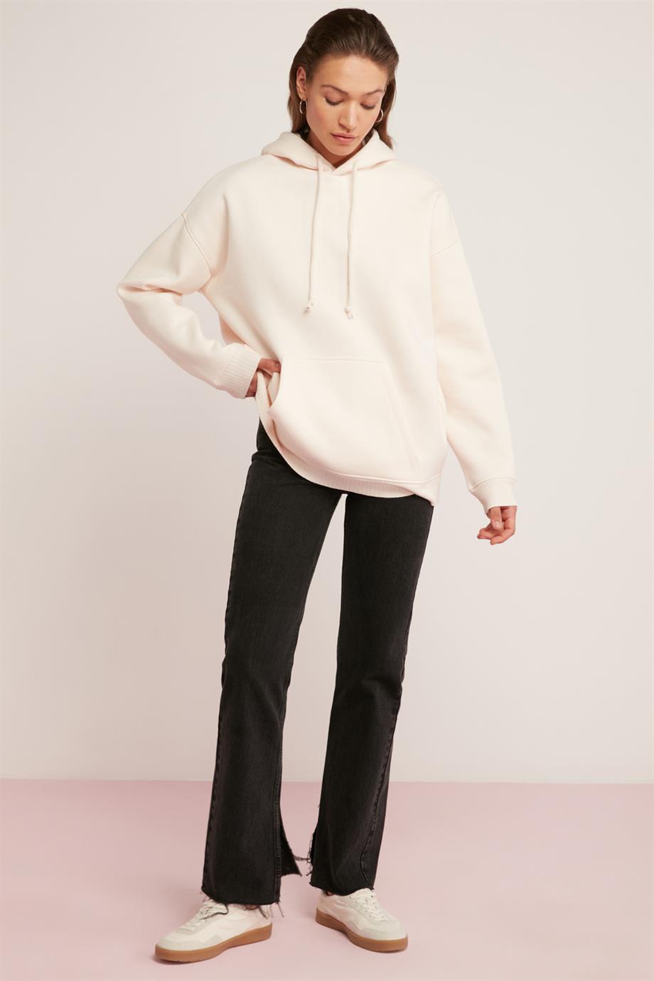 ETHIQUET CARLY Strick Oversized Sweatshirt Ecru