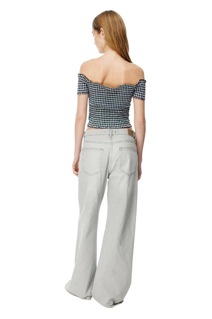 Karierte Crop-Bluse