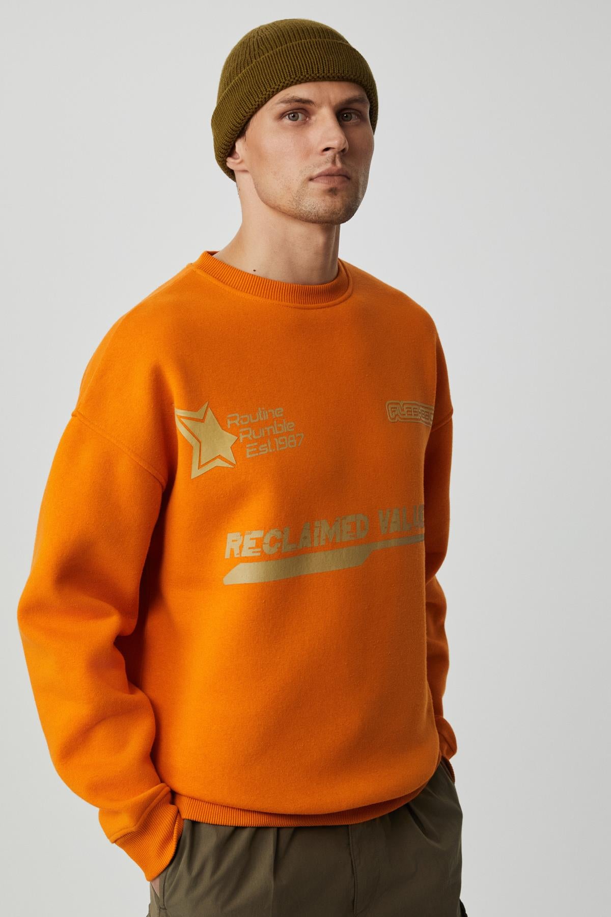 GRIMELANGE CASSY Herren Bio-Baumwoll Sweatshirt Senf