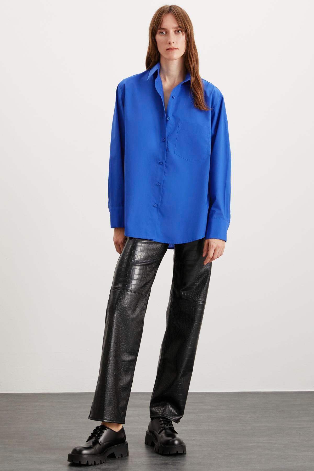 ETHIQUET Damen Bio Oversize Hemd Marineblau