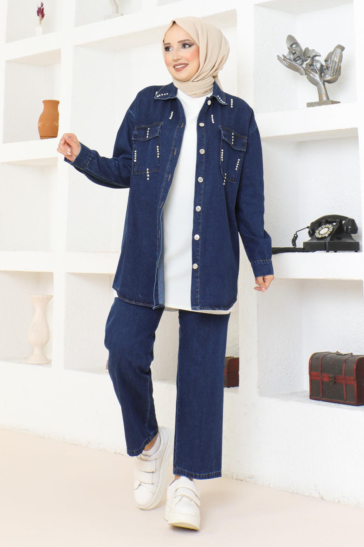 Stein Detail Denim Set