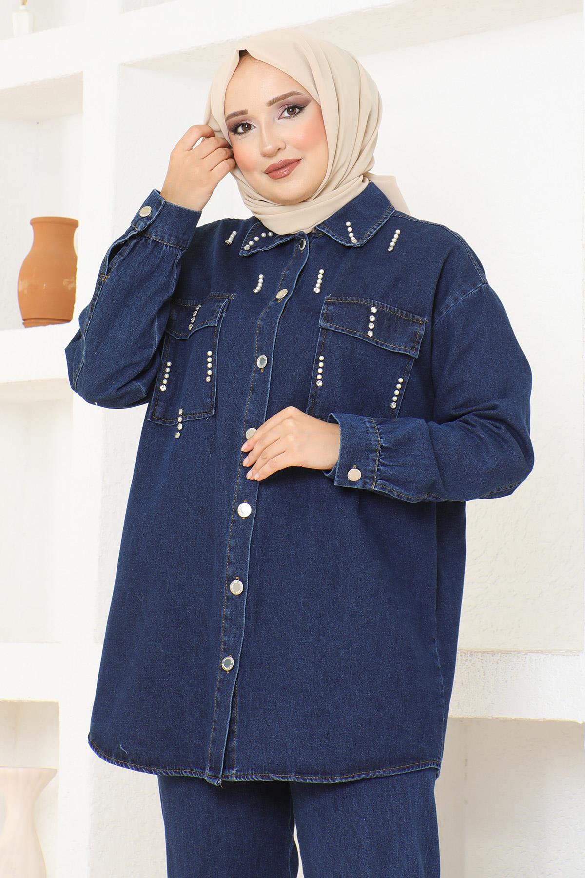 Stein Detail Denim Set