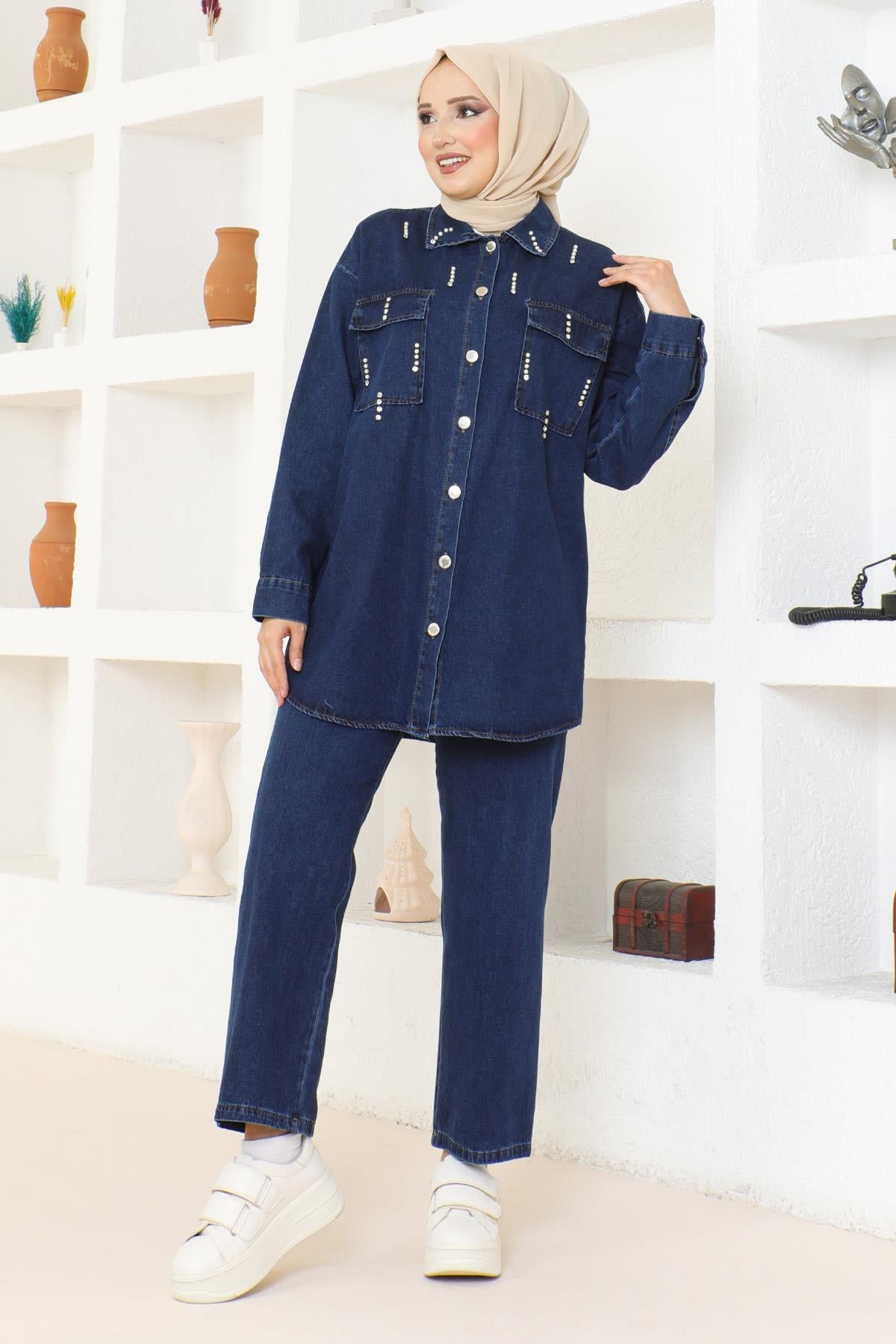 Stein Detail Denim Set