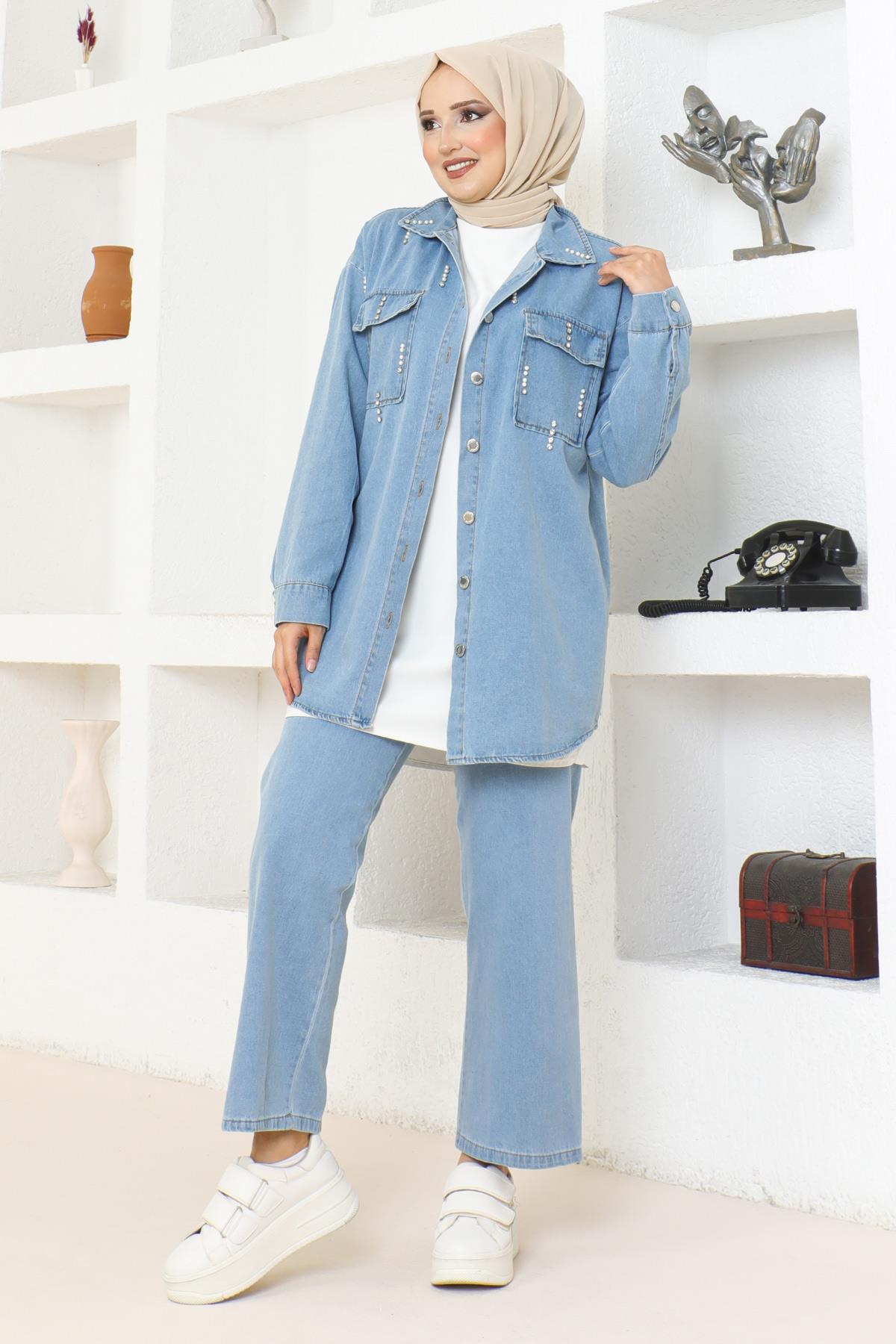 Stein Detail Denim Set