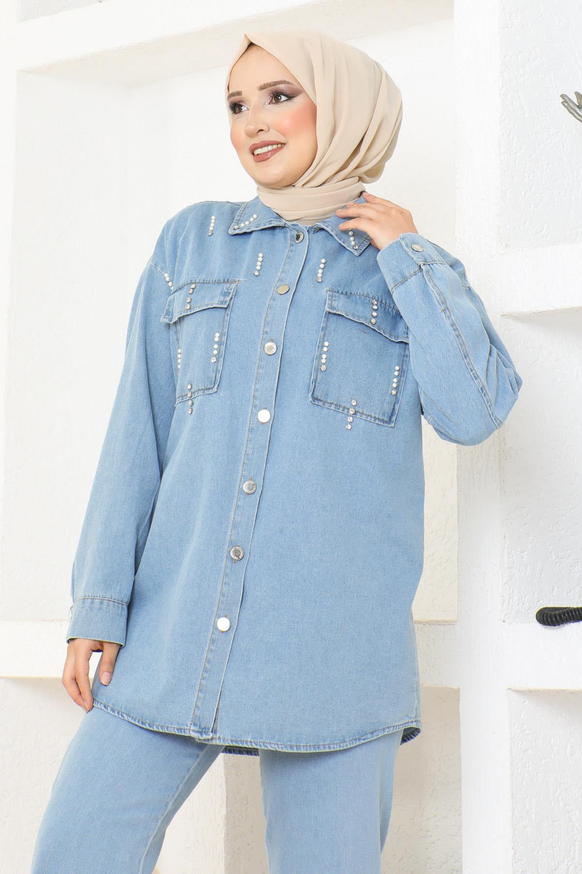 Stein Detail Denim Set