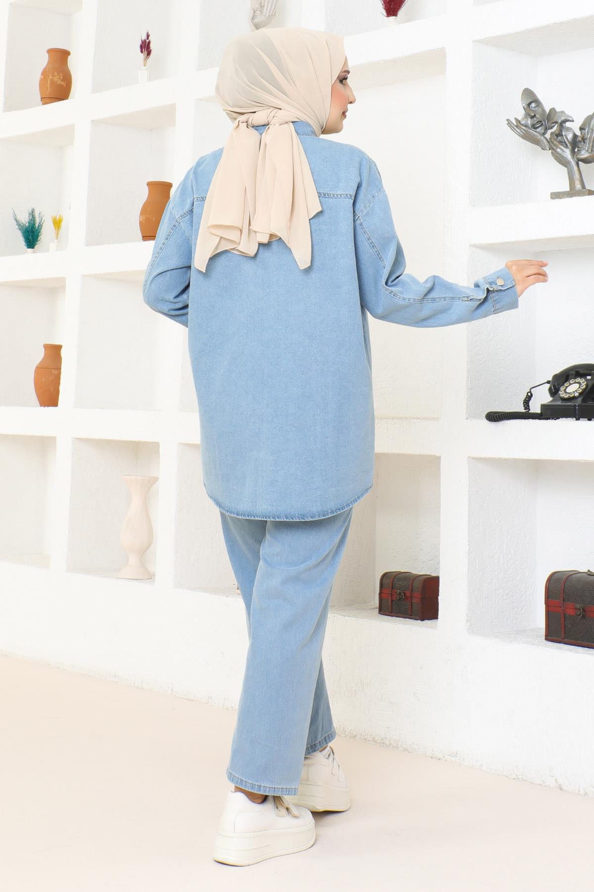 Stein Detail Denim Set