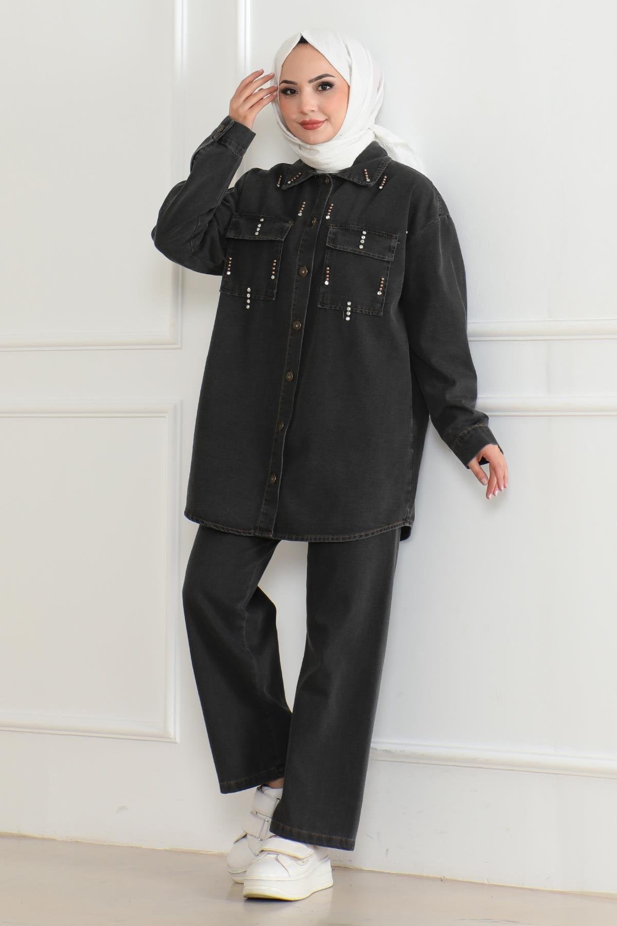 Stein Detail Denim Set