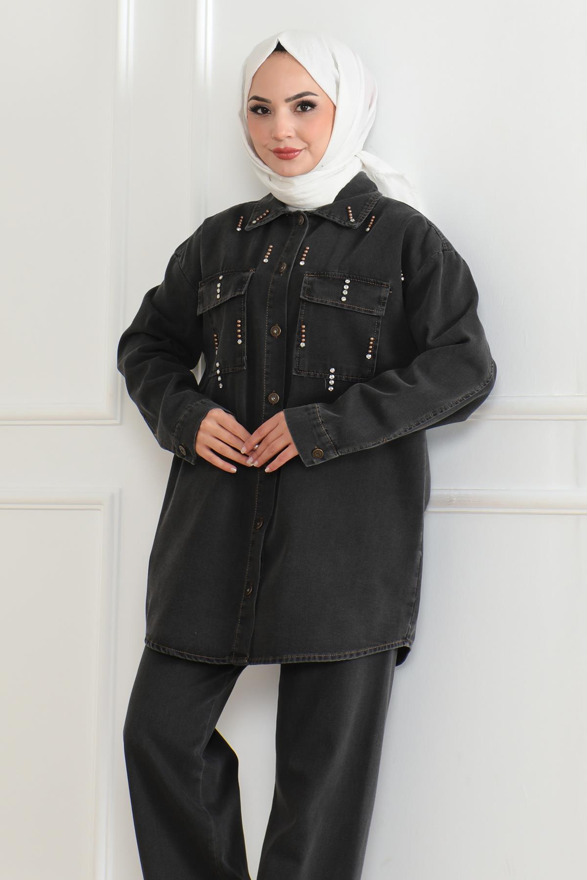 Stein Detail Denim Set