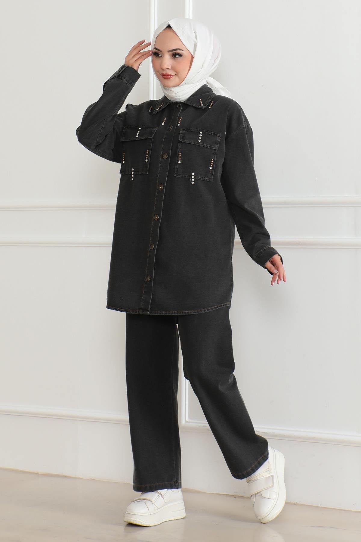 Stein Detail Denim Set
