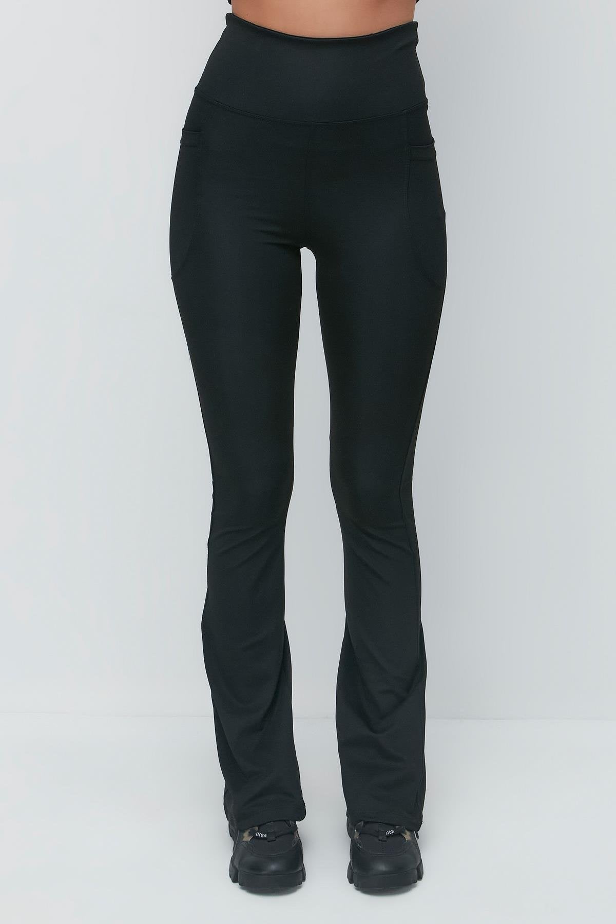 Hochtaillierte Taschen-Lang-Sportleggings
