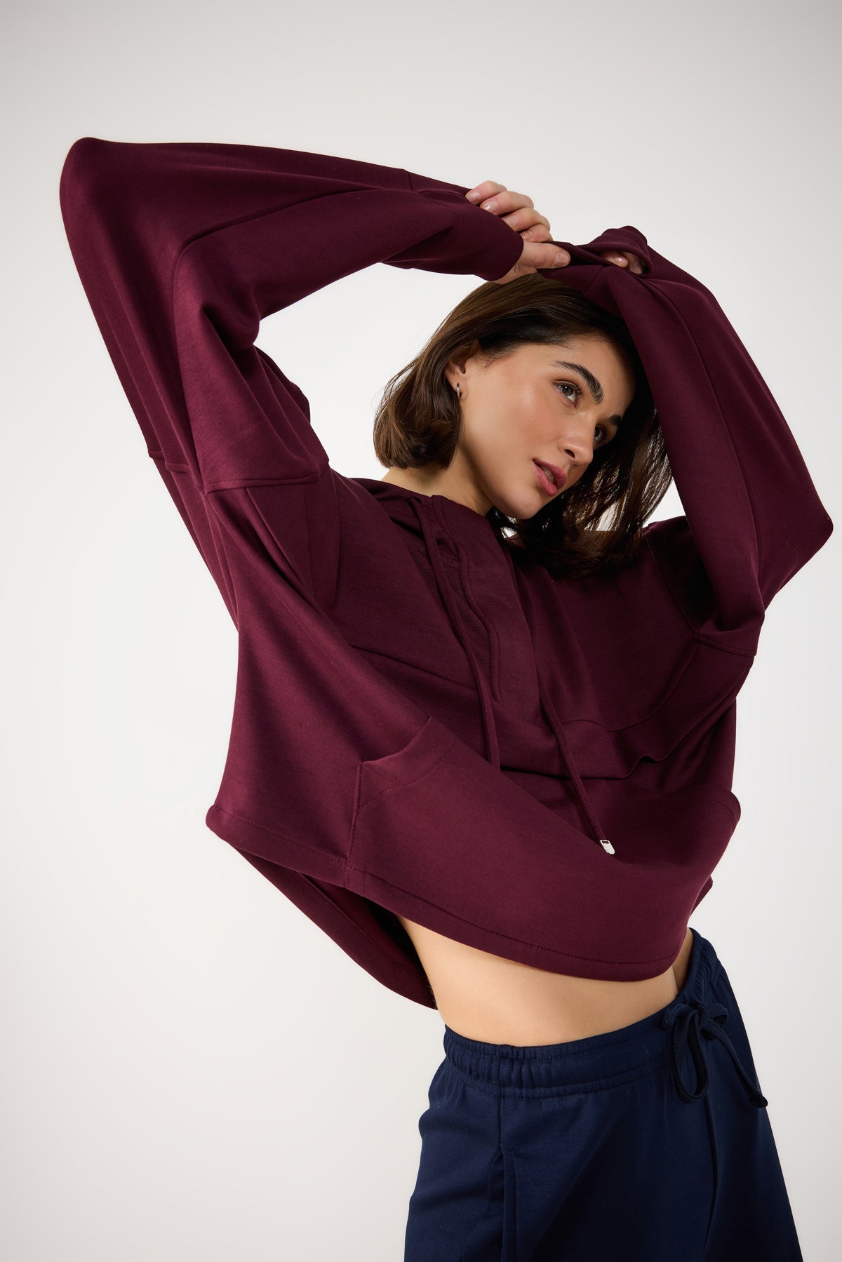 Weiches Sweatshirt mit halbem Reißverschluss und Taschen
