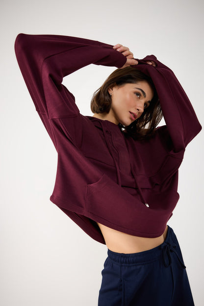 Weiches Sweatshirt mit halbem Reißverschluss und Taschen