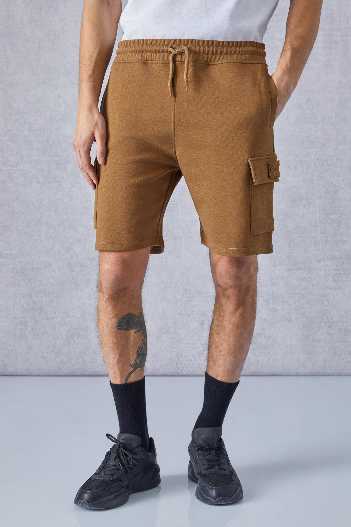 GRIMELANGE CERVINO Herren Cargo-Shorts bestickt Dunkelbraun