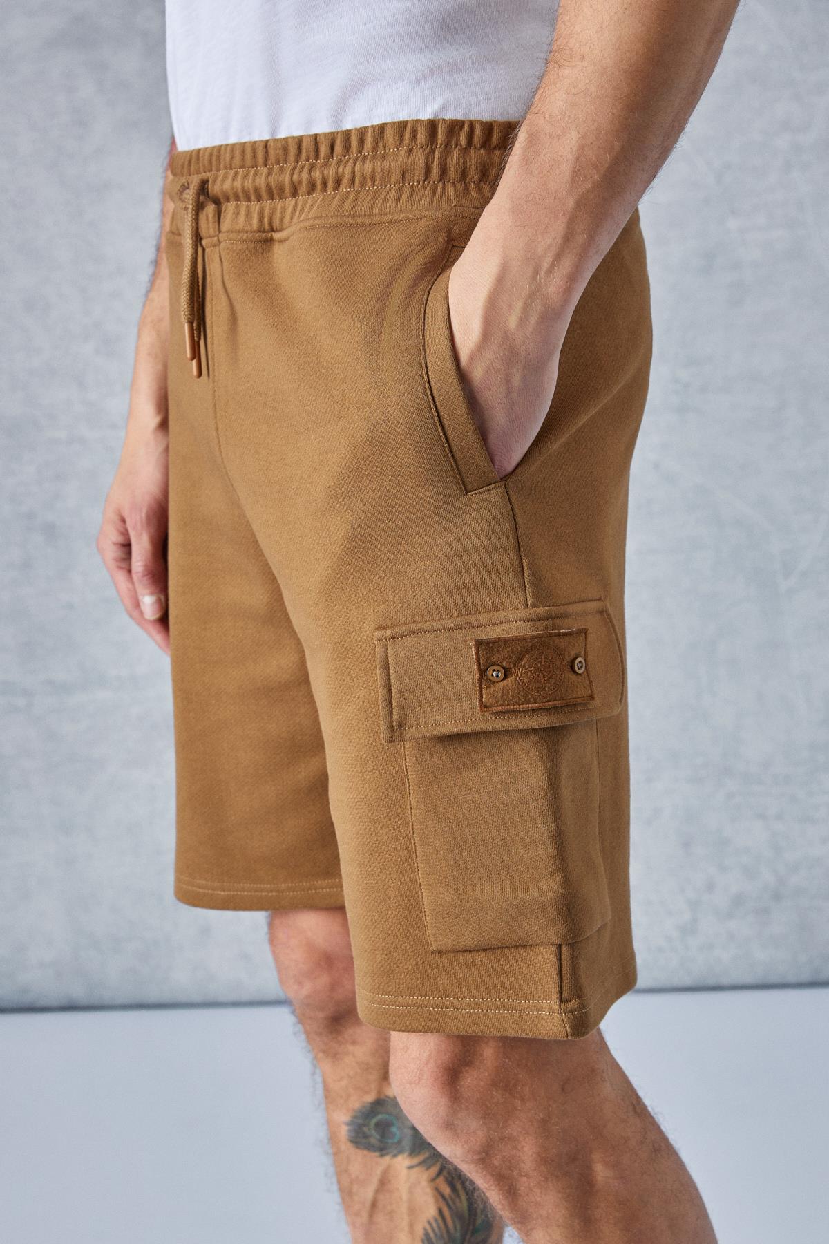 GRIMELANGE CERVINO Herren Cargo-Shorts bestickt Dunkelbraun