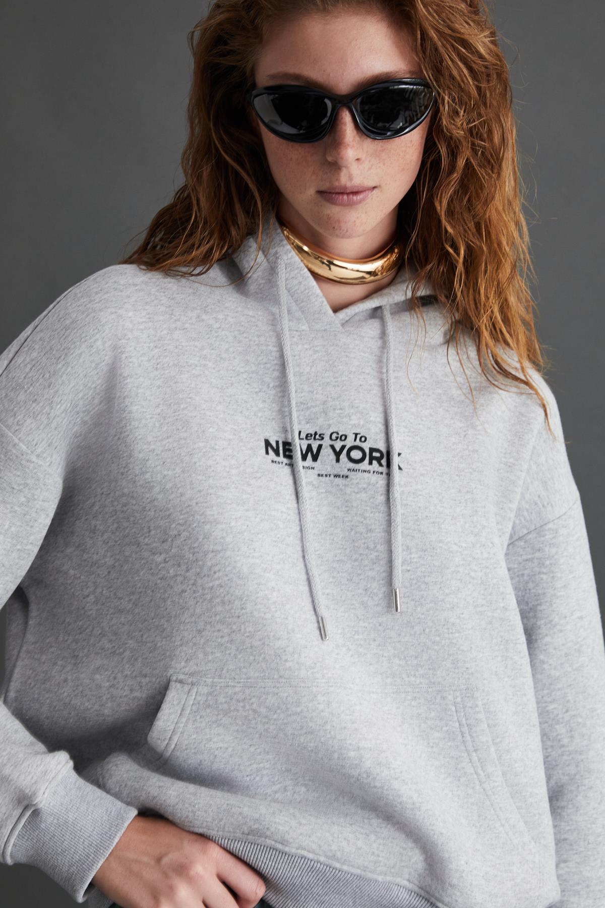 ETHIQUET CHARGELLE Damen Kapuzenpullover Graue Melange