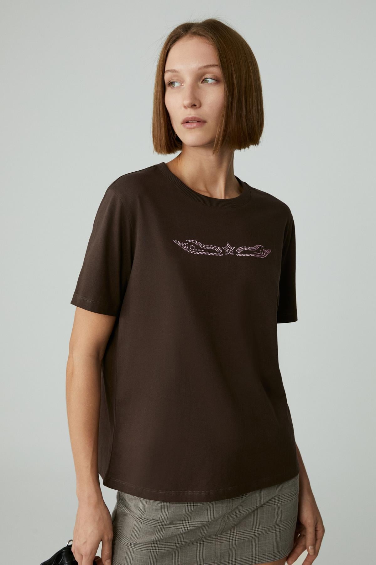 ETHIQUET CHERIE Cropped T-Shirt Damen Braun