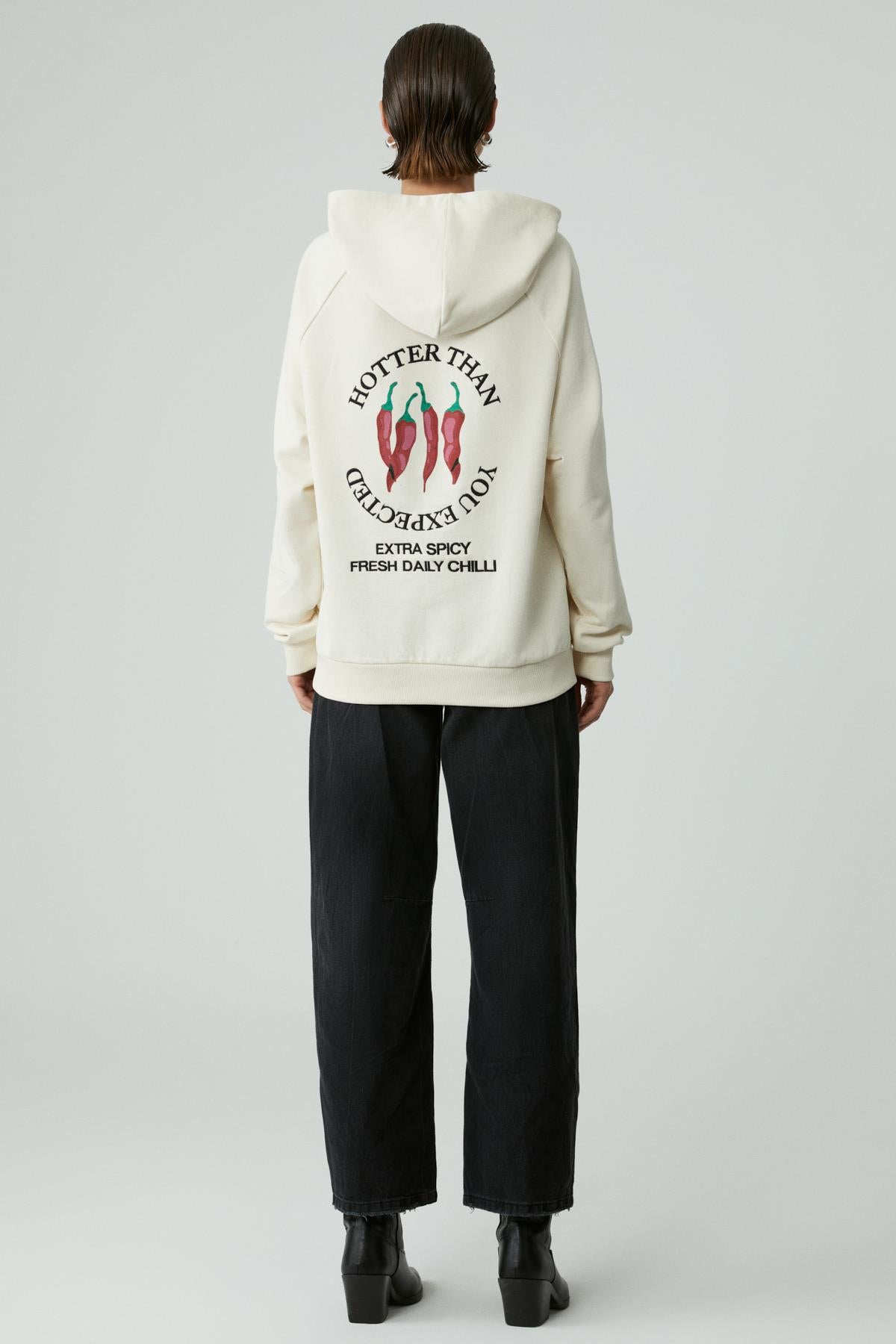 GRIMELANGE CHILLI Damen Kapuzen-Sweatshirt Ecru