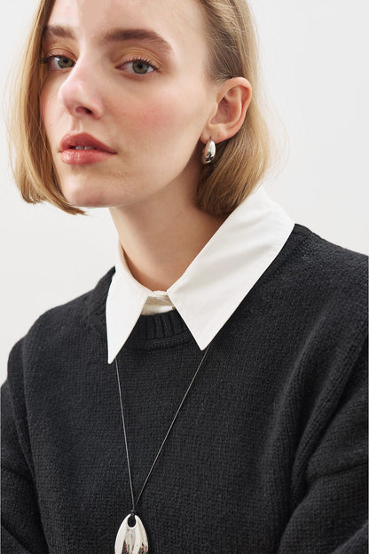 SCHWARZER, GROßER ÜBERGRÖSSE-PULLOVER