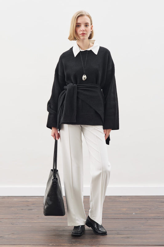 SCHWARZER, GROßER ÜBERGRÖSSE-PULLOVER