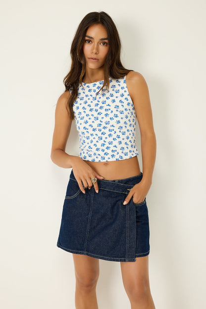 Crop-Bluse mit Blumenmuster