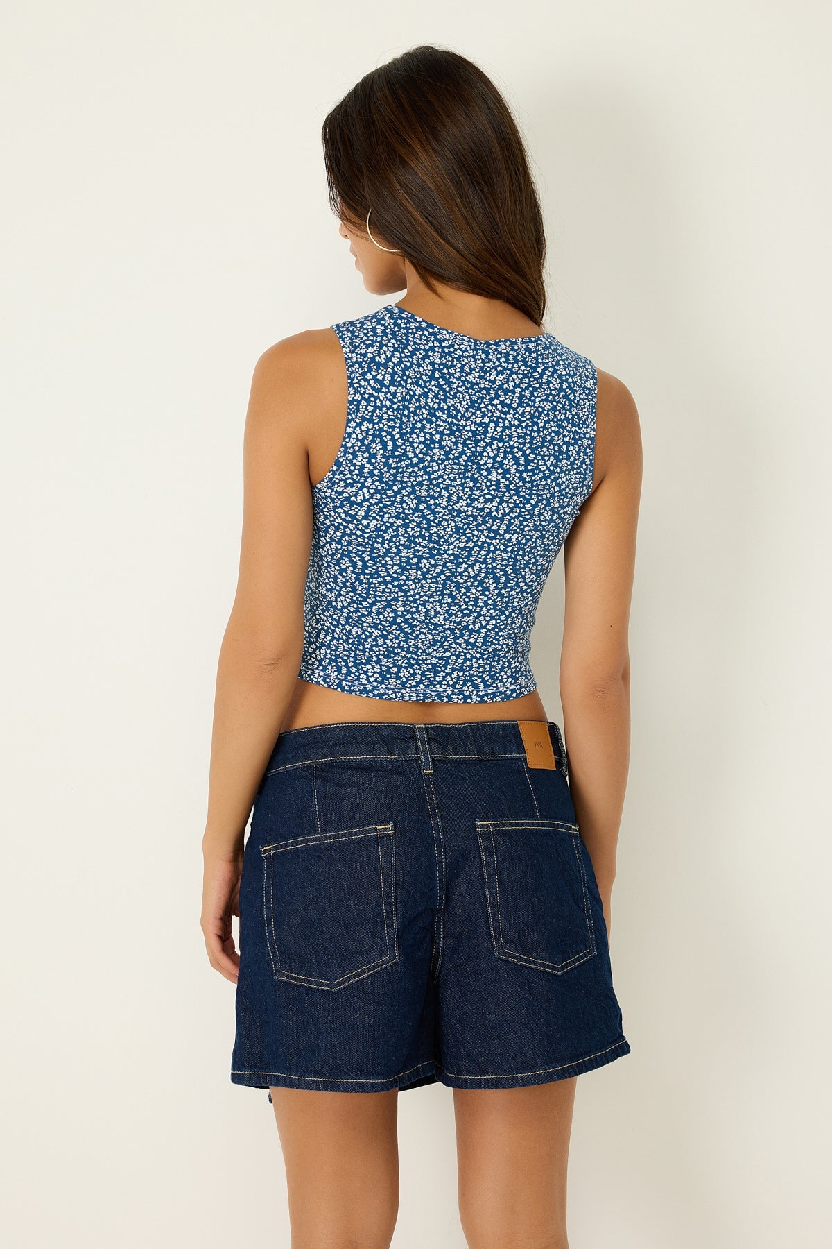 Crop-Bluse mit Blumenmuster