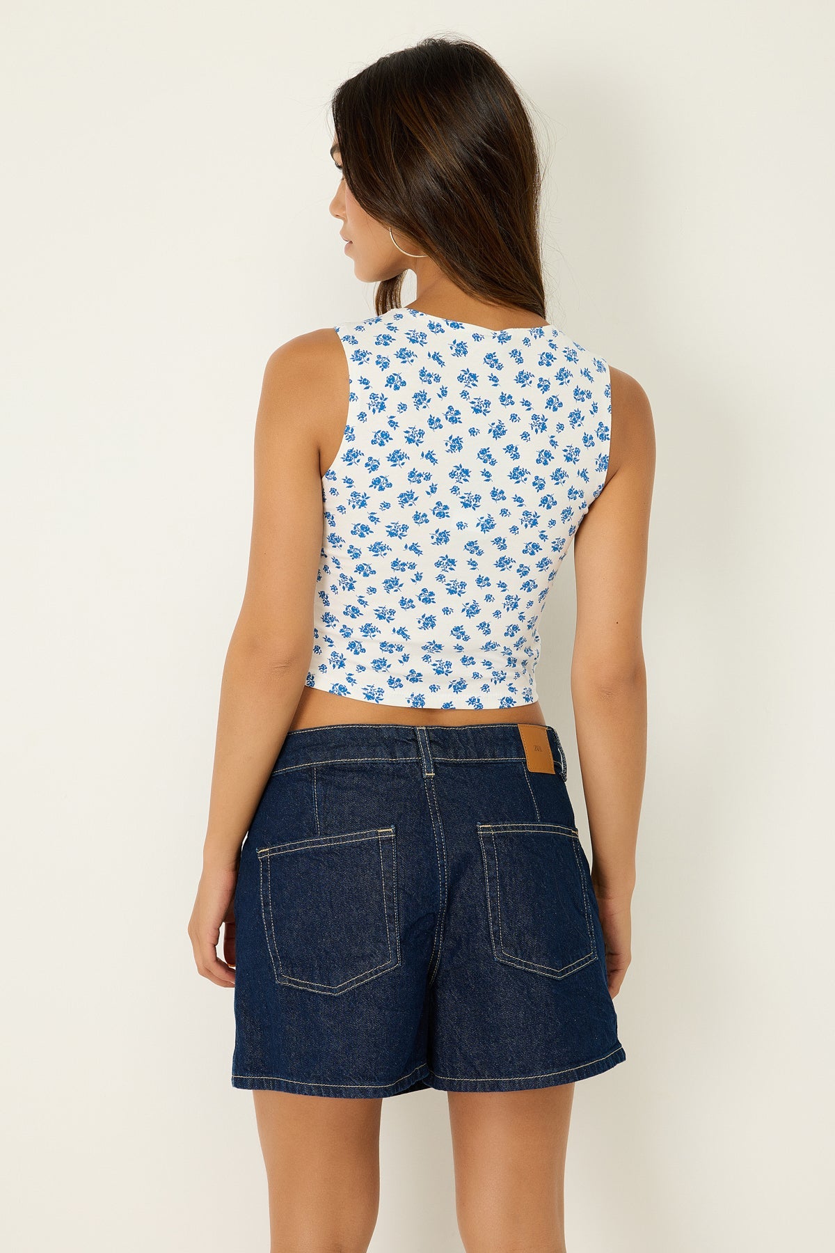 Crop-Bluse mit Blumenmuster