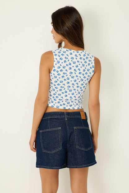 Crop-Bluse mit Blumenmuster
