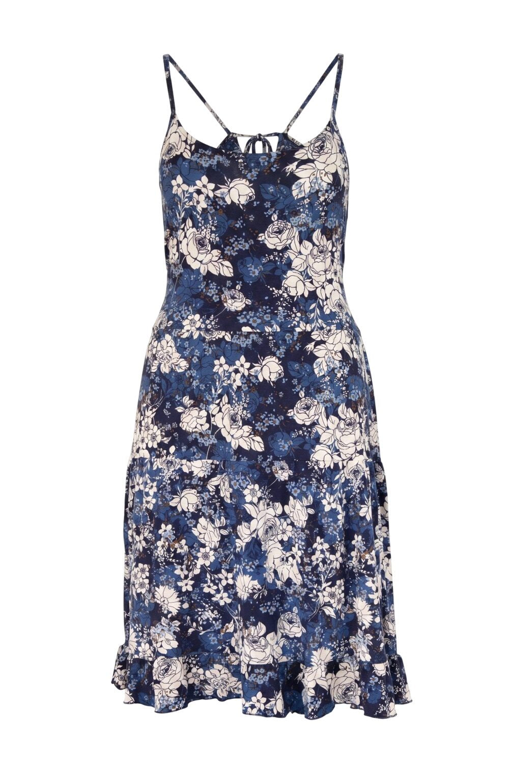 Blumenkleid mit Offenem Rücken Midi