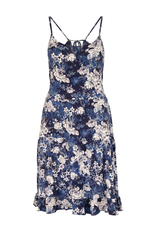 Blumenkleid mit Offenem Rücken Midi