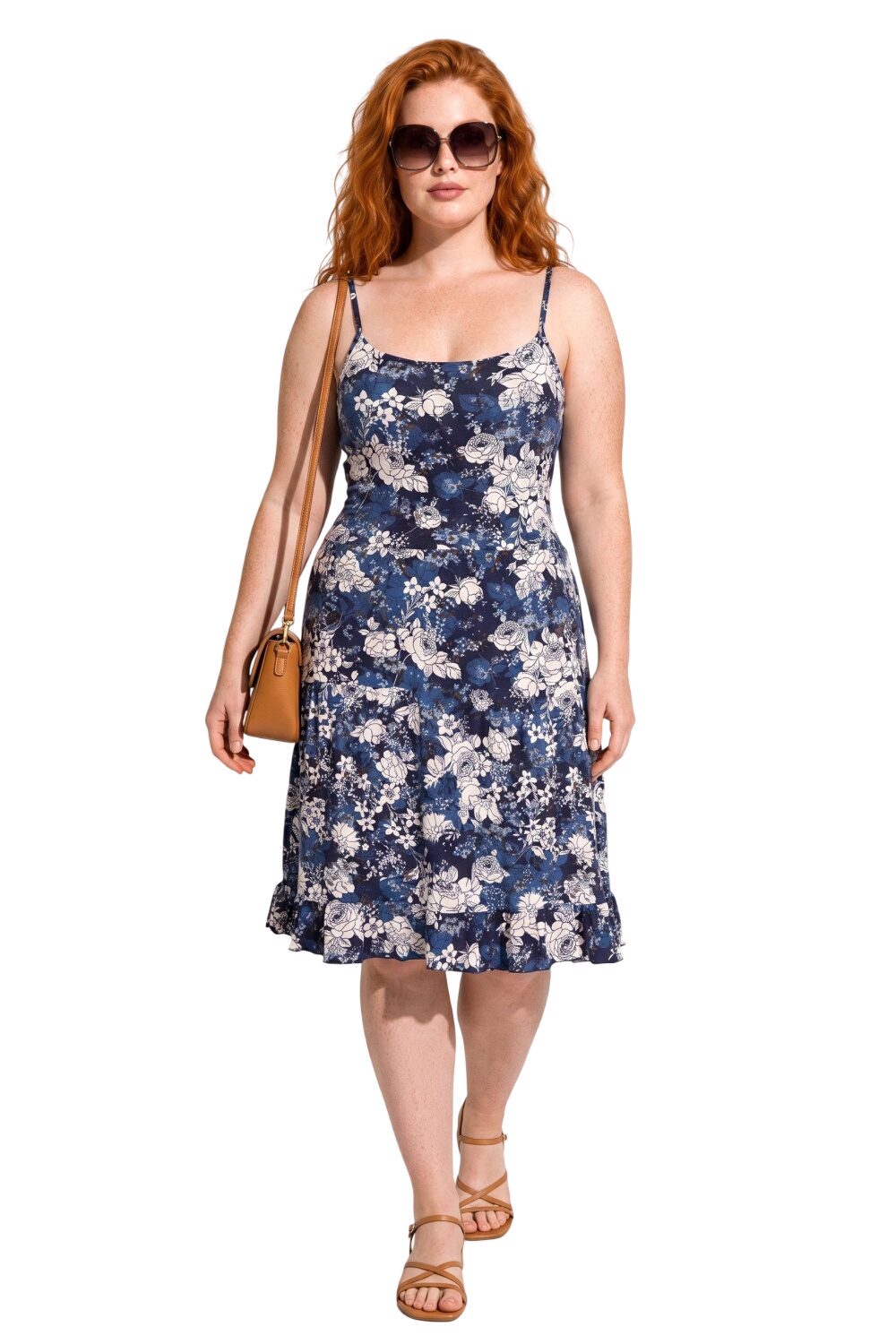 Blumenkleid mit Offenem Rücken Midi