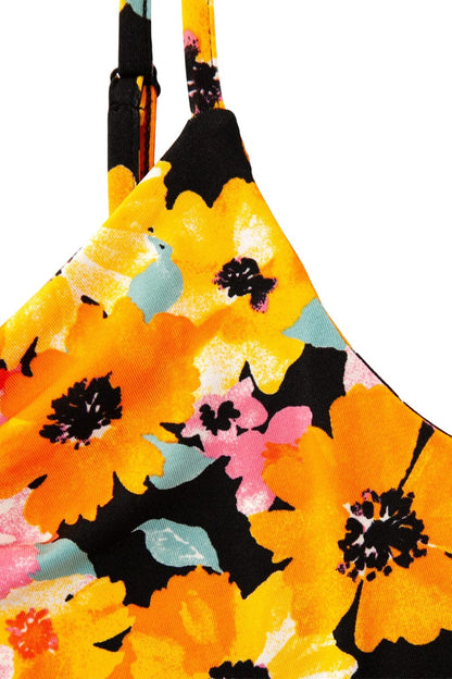 Blumen-Krawattenhals Maxikleid