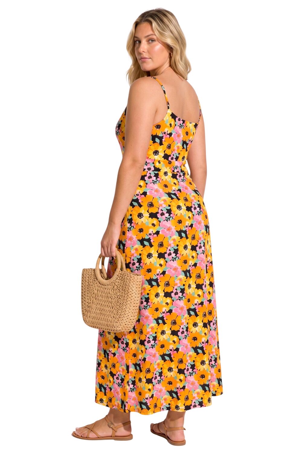 Blumen-Krawattenhals Maxikleid