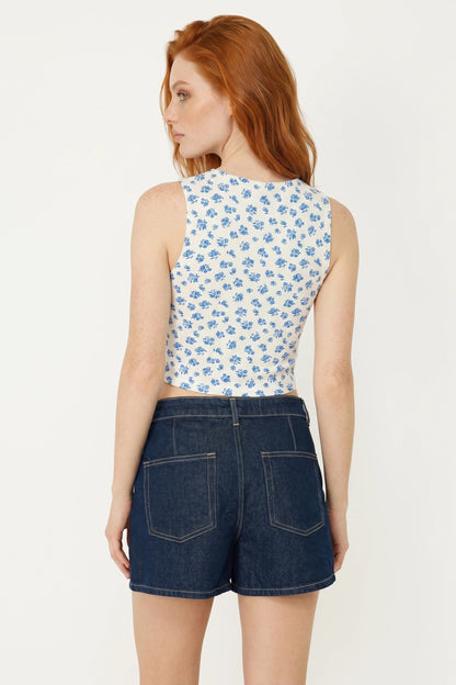 Blumenmuster Crop Top