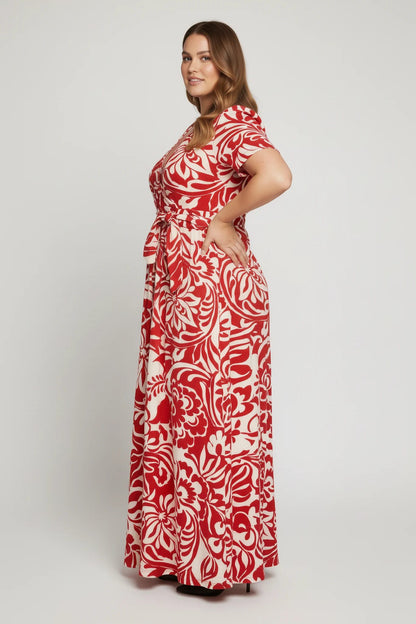 Wickelkleid mit Blumenmuster und Struktur