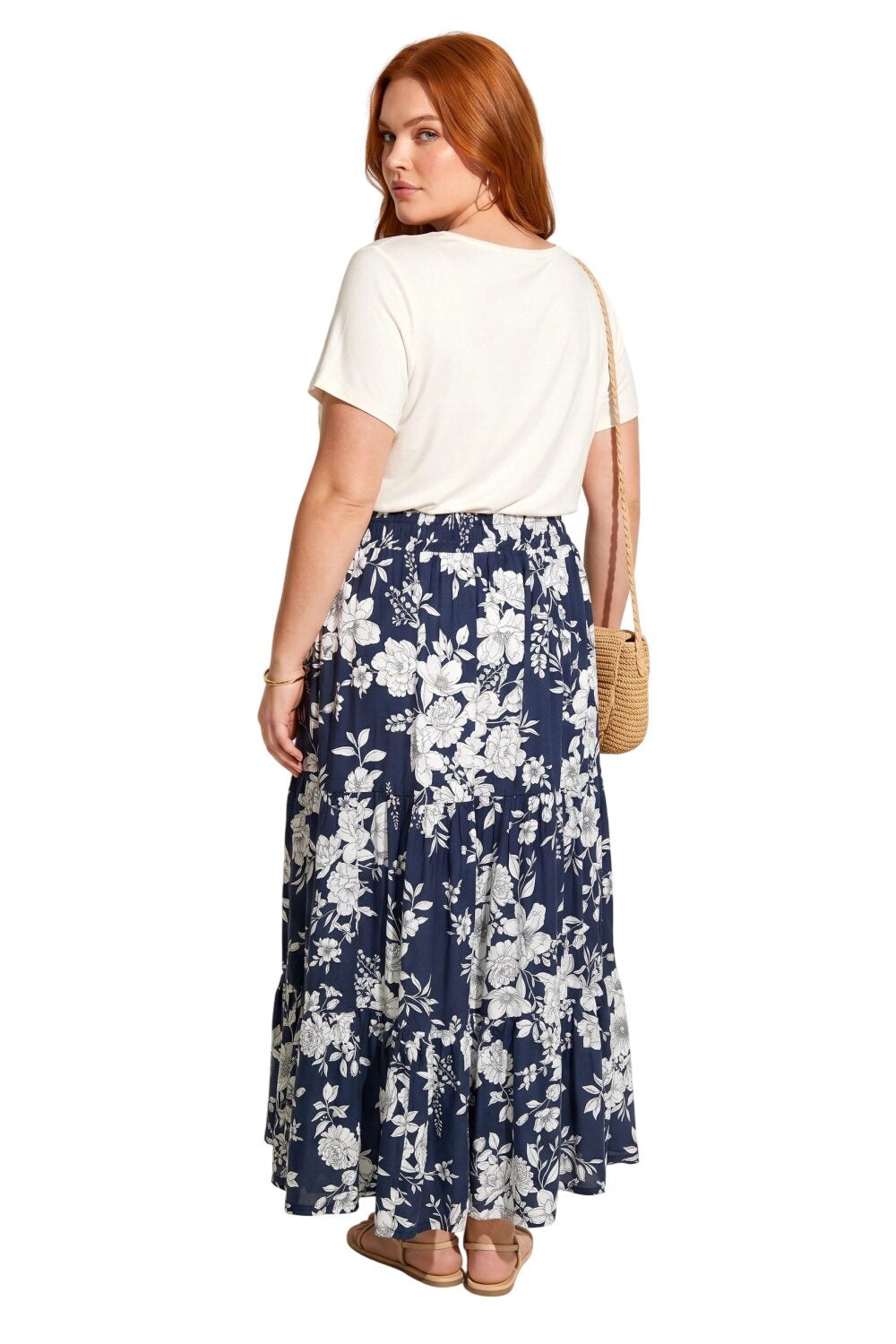 Blumige Stufenrock aus Viskose