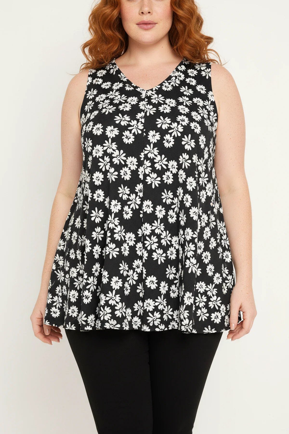 Ärmellose Bluse mit Blumenmuster