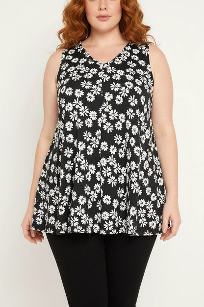 Ärmellose Bluse mit Blumenmuster