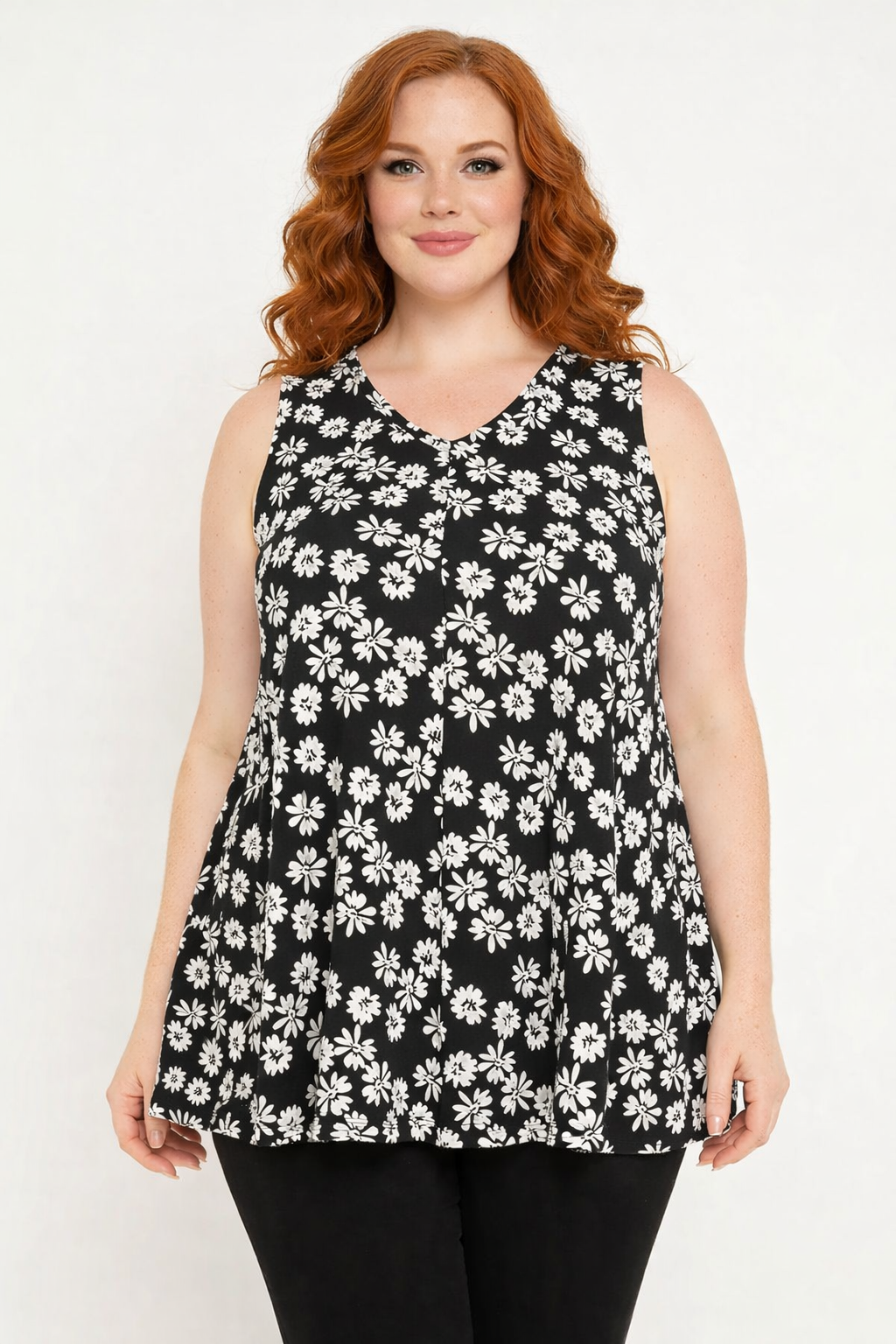 Ärmellose Bluse mit Blumenmuster